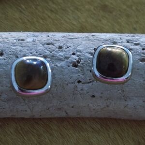 Sterling 925 TIger Eye Square Stud Earrings